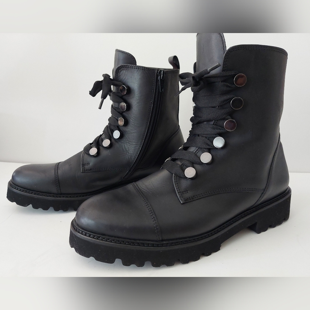 Gabor Women's Black Lace-Up Combat Style Boots